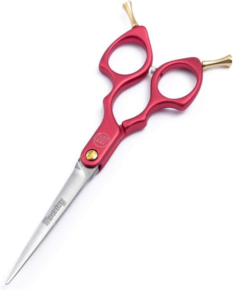 Moontay 6.0" Professional Straight Pet Grooming Scissor, Dog Cat Grooming Shear/Scissor with Ultra-Light Aeronautical Aluminum Handle, 440C Japanese Stainless Steel Pet Grooming Shear, Red - Image 2